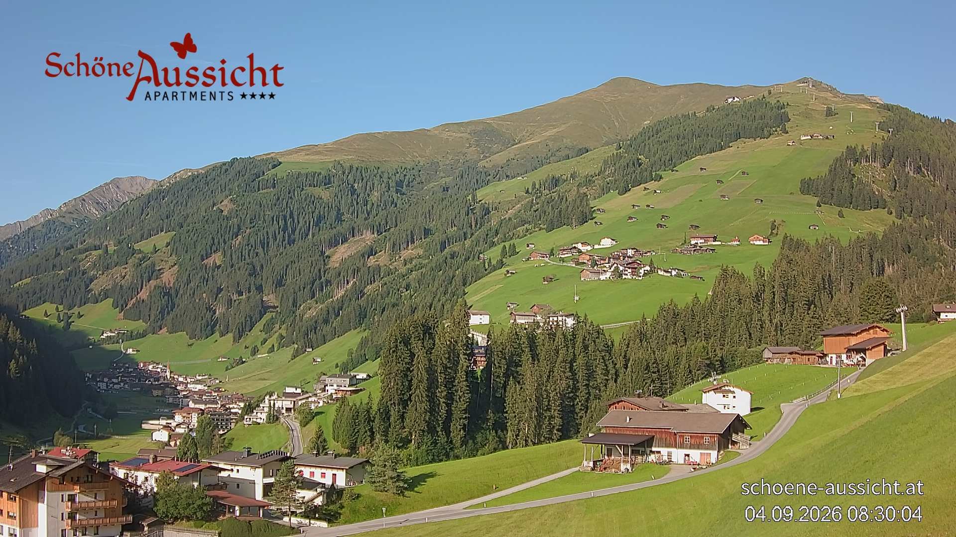 Archiv Foto Webcam Tux Lanersbach - Ausblick Appartements Schöne Aussicht