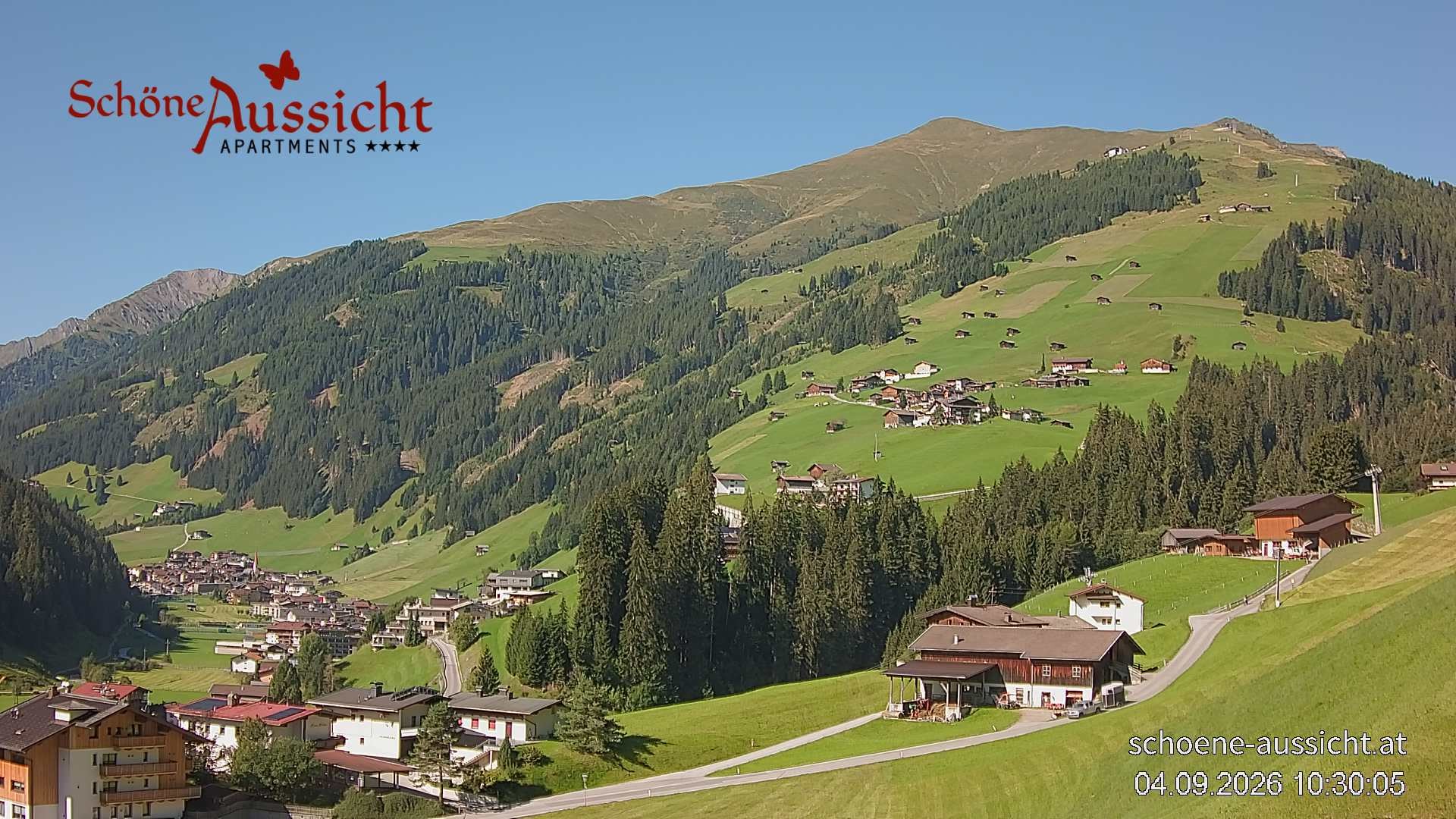 Archiv Foto Webcam Tux Lanersbach - Ausblick Appartements Schöne Aussicht