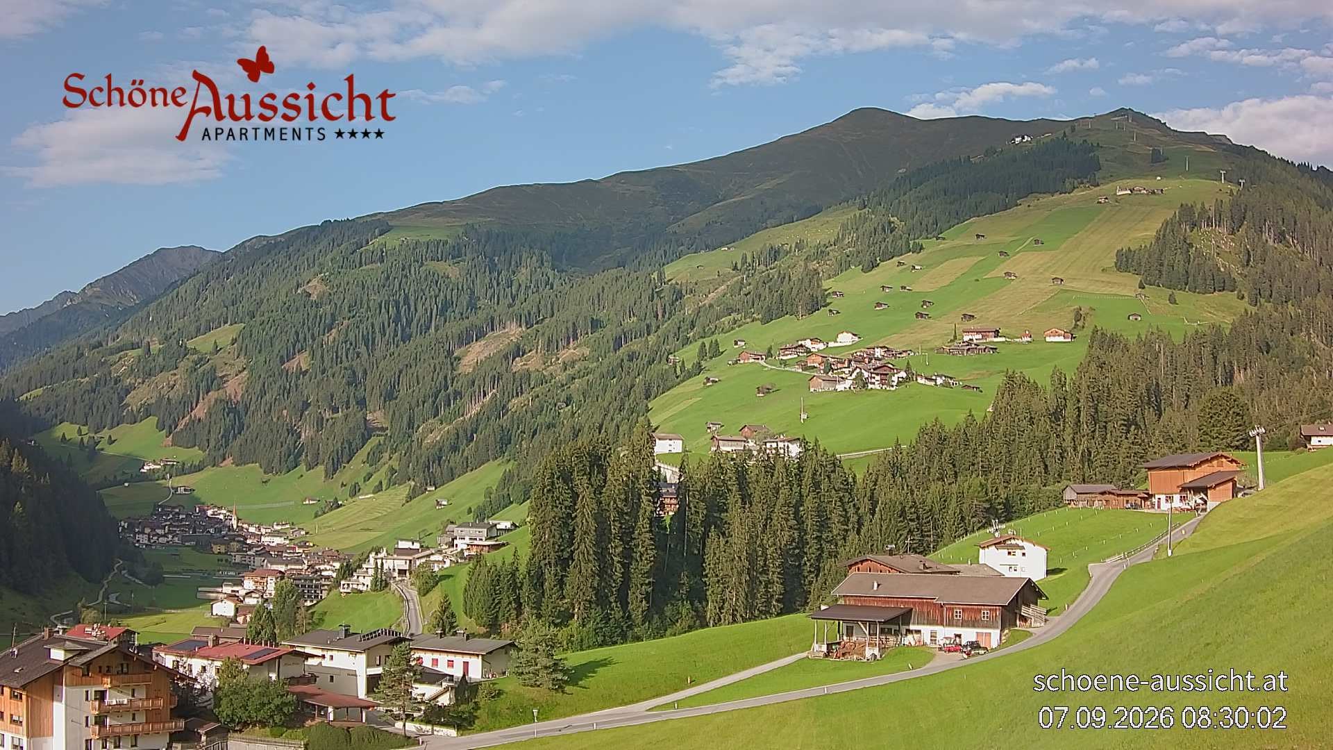 Archiv Foto Webcam Tux Lanersbach - Ausblick Appartements Schöne Aussicht