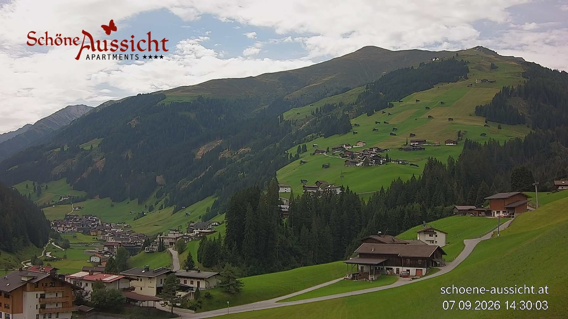 Archiv Foto Webcam Tux Lanersbach - Ausblick Appartements Schöne Aussicht