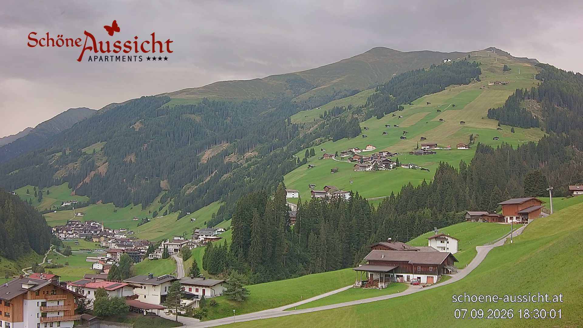 Archiv Foto Webcam Tux Lanersbach - Ausblick Appartements Schöne Aussicht
