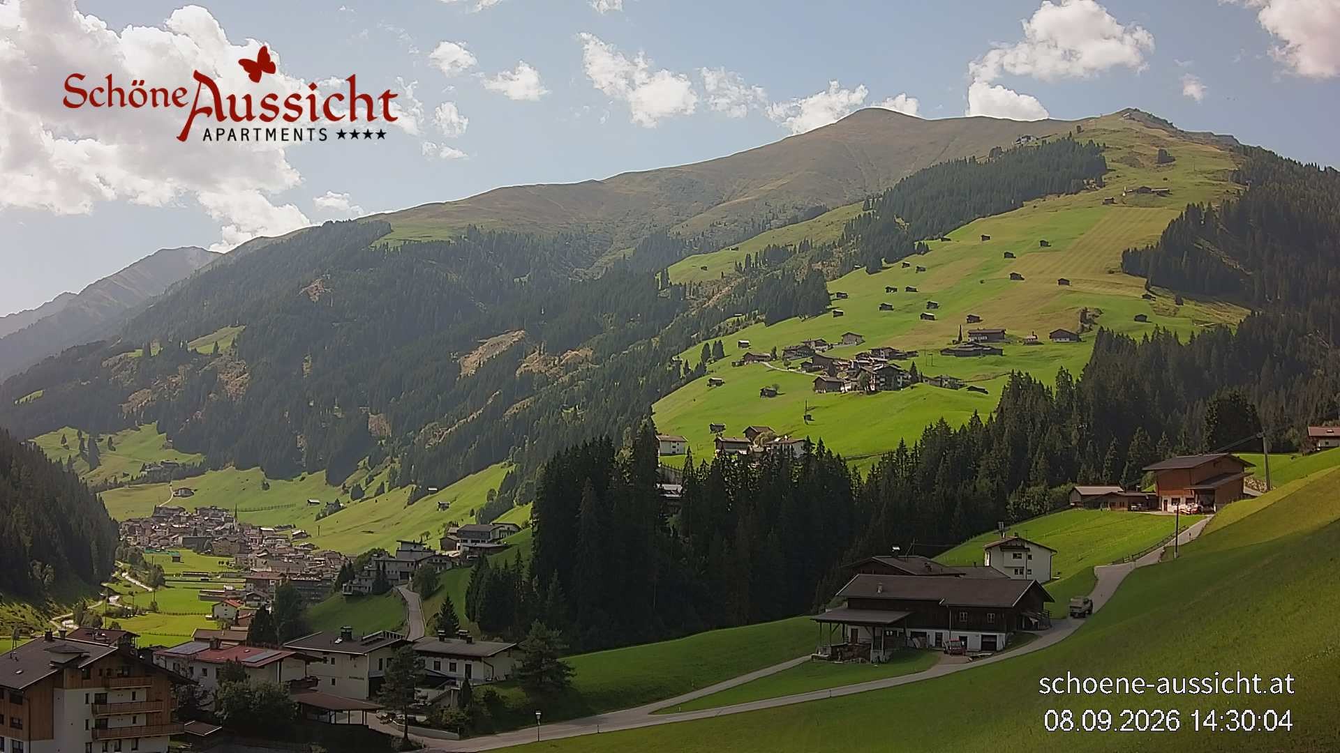 Archiv Foto Webcam Tux Lanersbach - Ausblick Appartements Schöne Aussicht