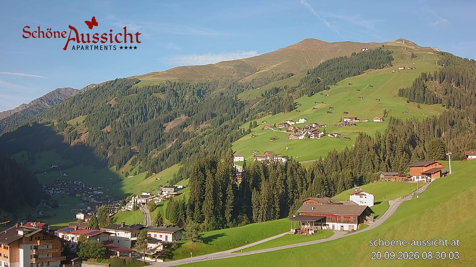 Archiv Foto Webcam Tux Lanersbach - Ausblick Appartements Schöne Aussicht