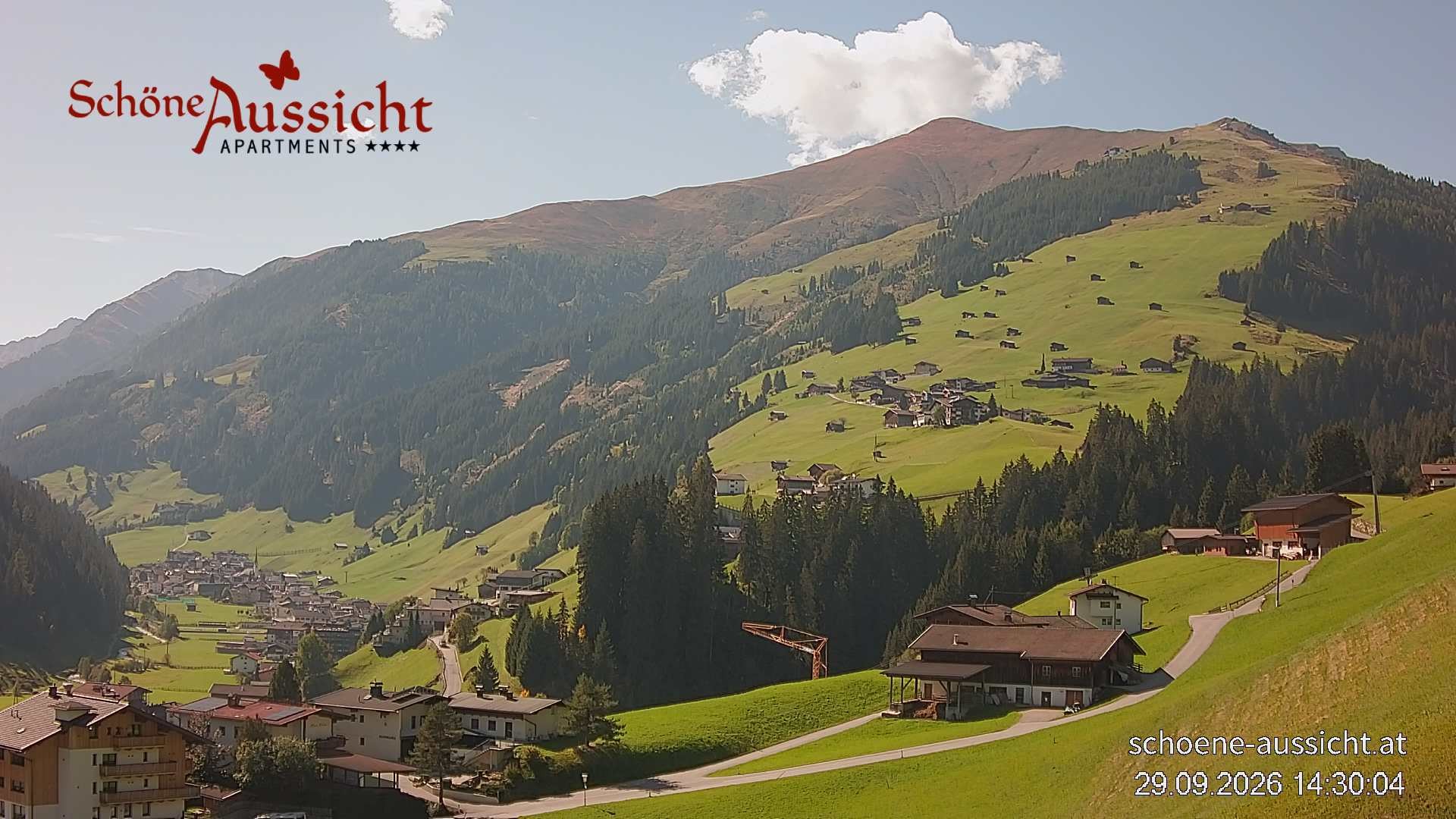Archiv Foto Webcam Tux Lanersbach - Ausblick Appartements Schöne Aussicht