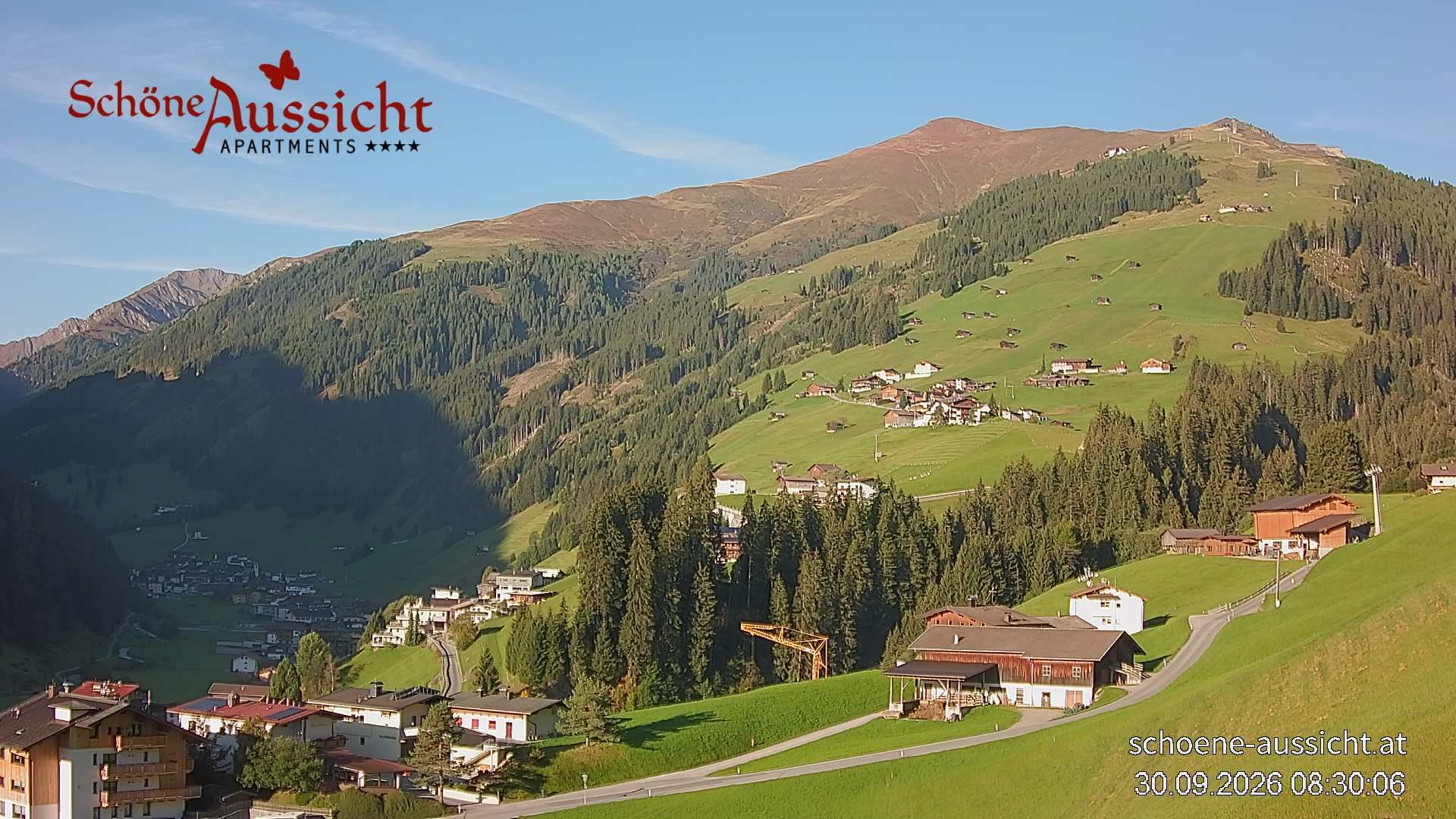 Archiv Foto Webcam Tux Lanersbach - Ausblick Appartements Schöne Aussicht