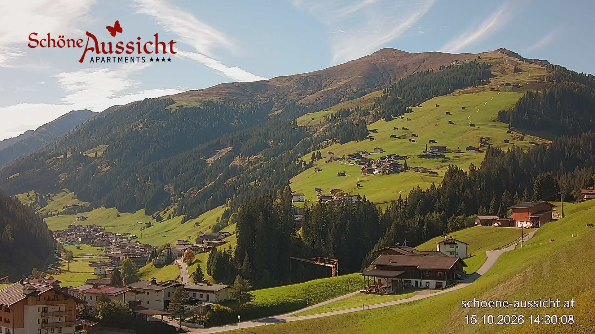 Archiv Foto Webcam Tux Lanersbach - Ausblick Appartements Schöne Aussicht