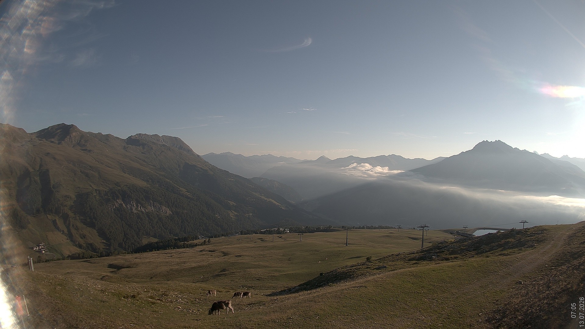 Archiv Foto Webcam Blick vom Rojen - Vinschgau