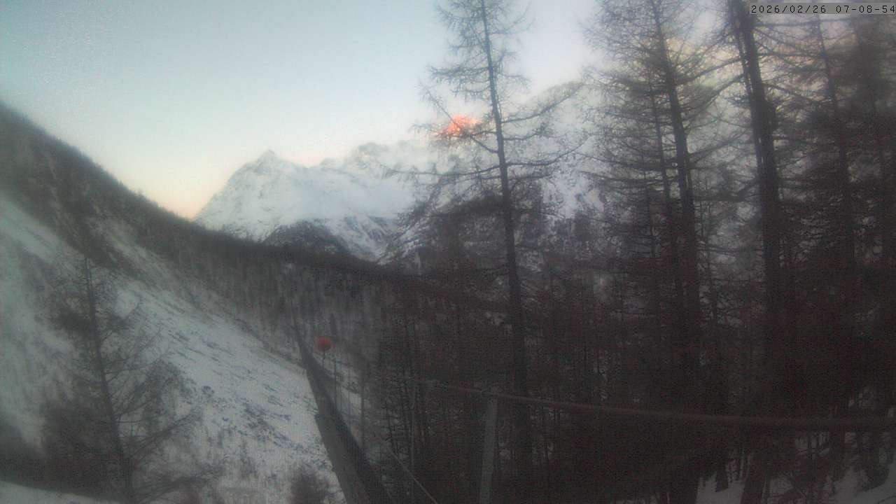 Archived image Webcam Grächen - View Suspension Bridge Charles Kuonen