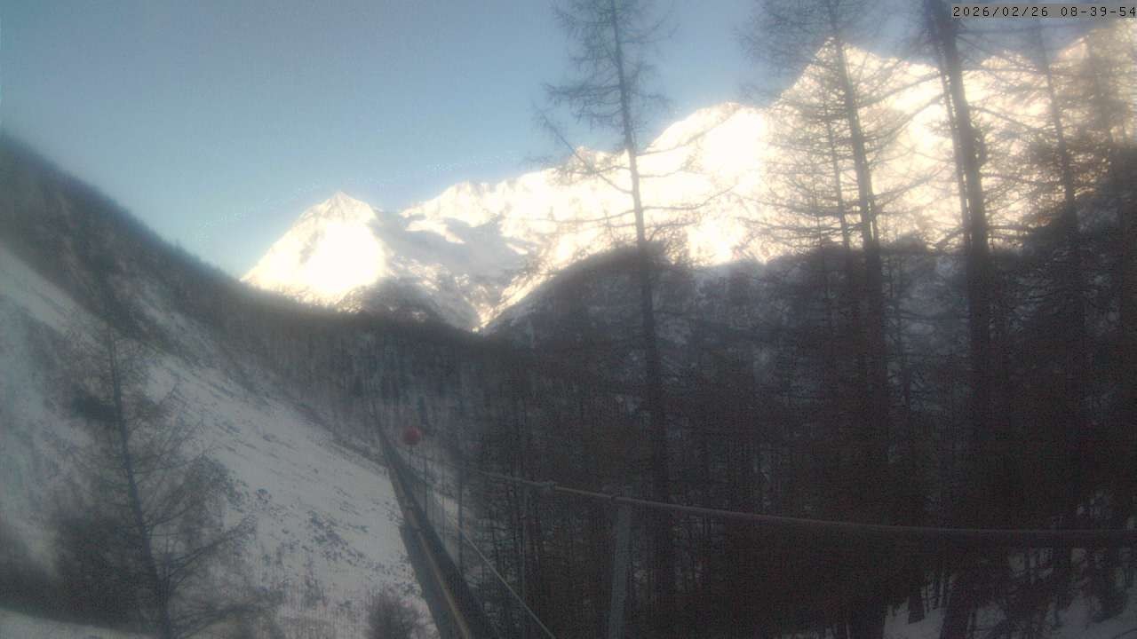 Archived image Webcam Grächen - View Suspension Bridge Charles Kuonen