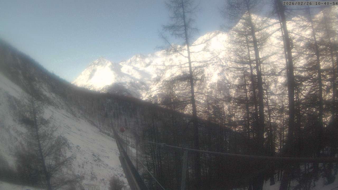 Archived image Webcam Grächen - View Suspension Bridge Charles Kuonen