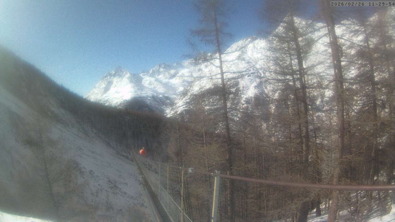 Archived image Webcam Grächen - View Suspension Bridge Charles Kuonen