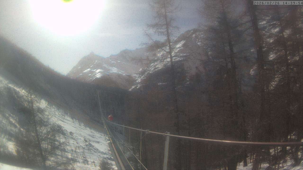 Archived image Webcam Grächen - View Suspension Bridge Charles Kuonen