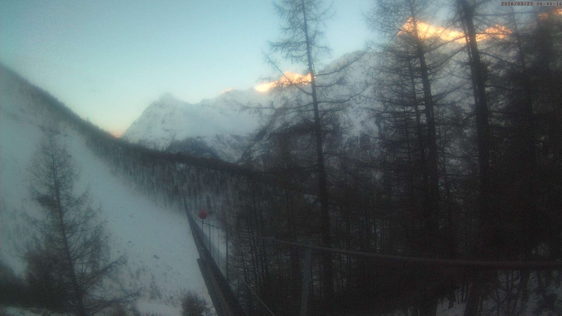 Archived image Webcam Grächen - View Suspension Bridge Charles Kuonen