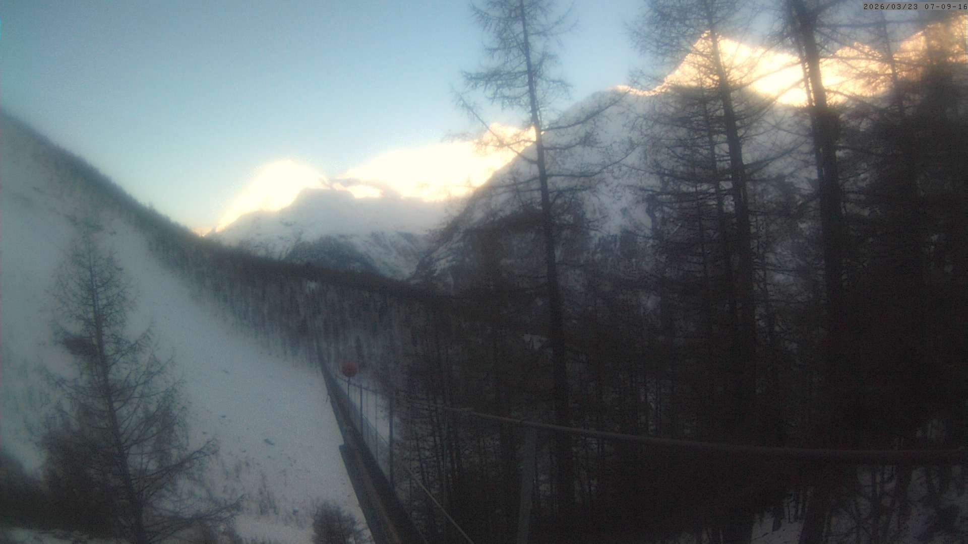 Archived image Webcam Grächen - View Suspension Bridge Charles Kuonen