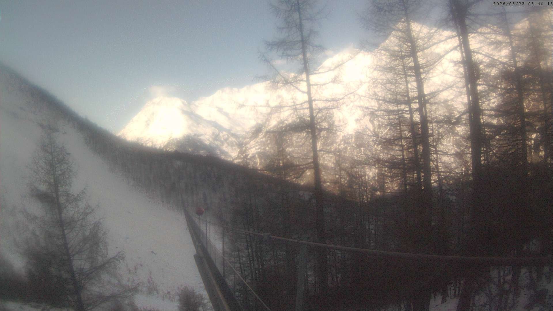 Archived image Webcam Grächen - View Suspension Bridge Charles Kuonen