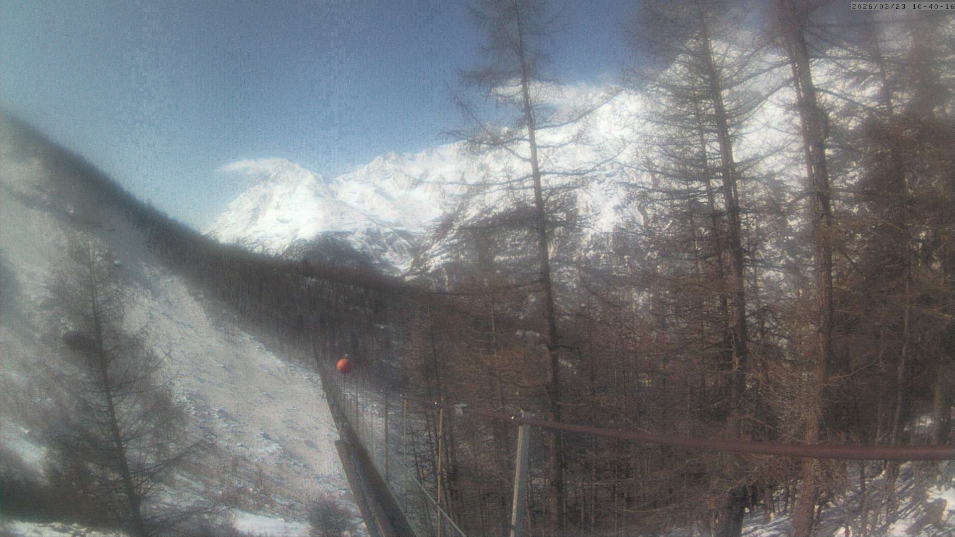 Archived image Webcam Grächen - View Suspension Bridge Charles Kuonen