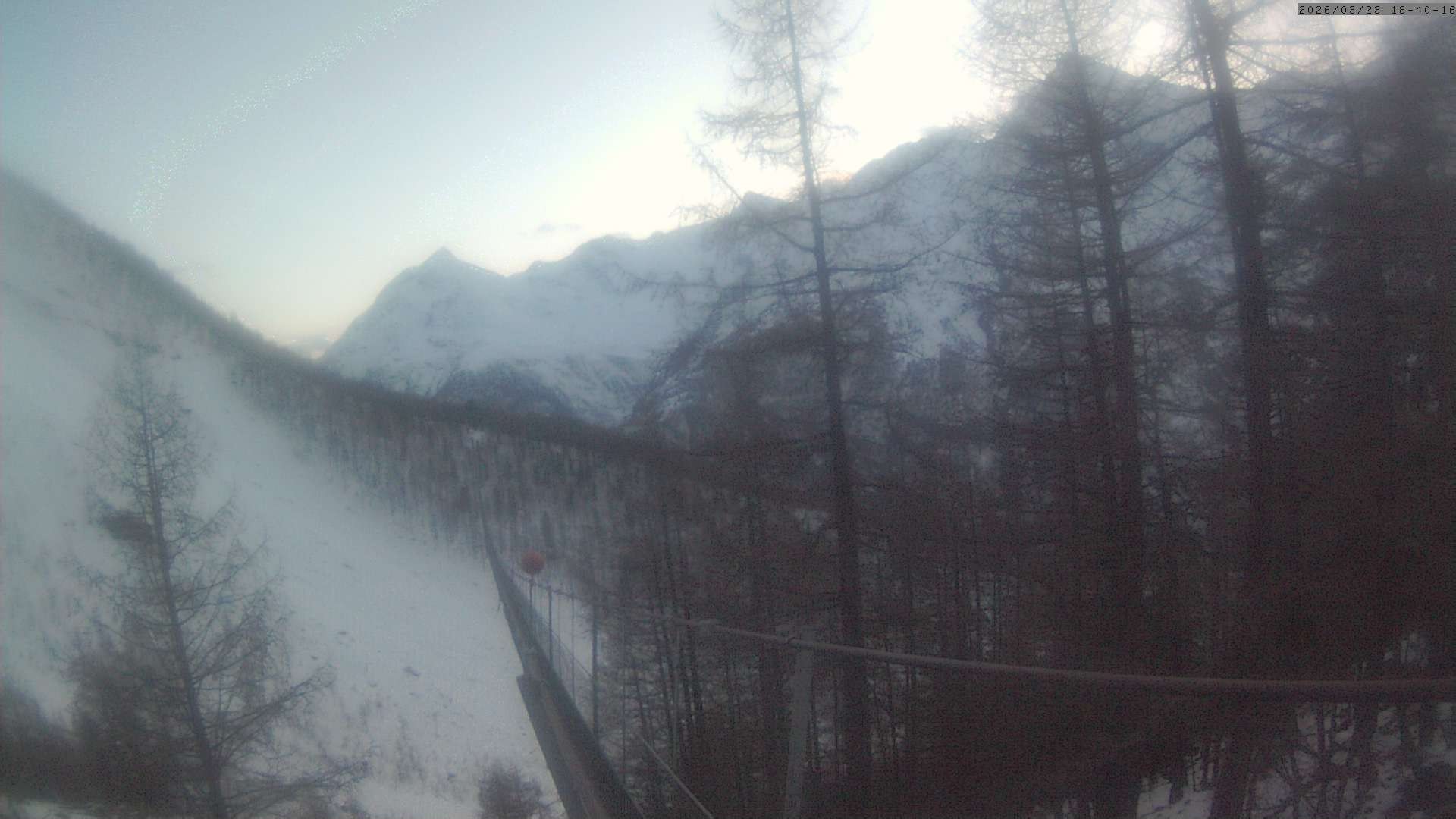 Archived image Webcam Grächen - View Suspension Bridge Charles Kuonen