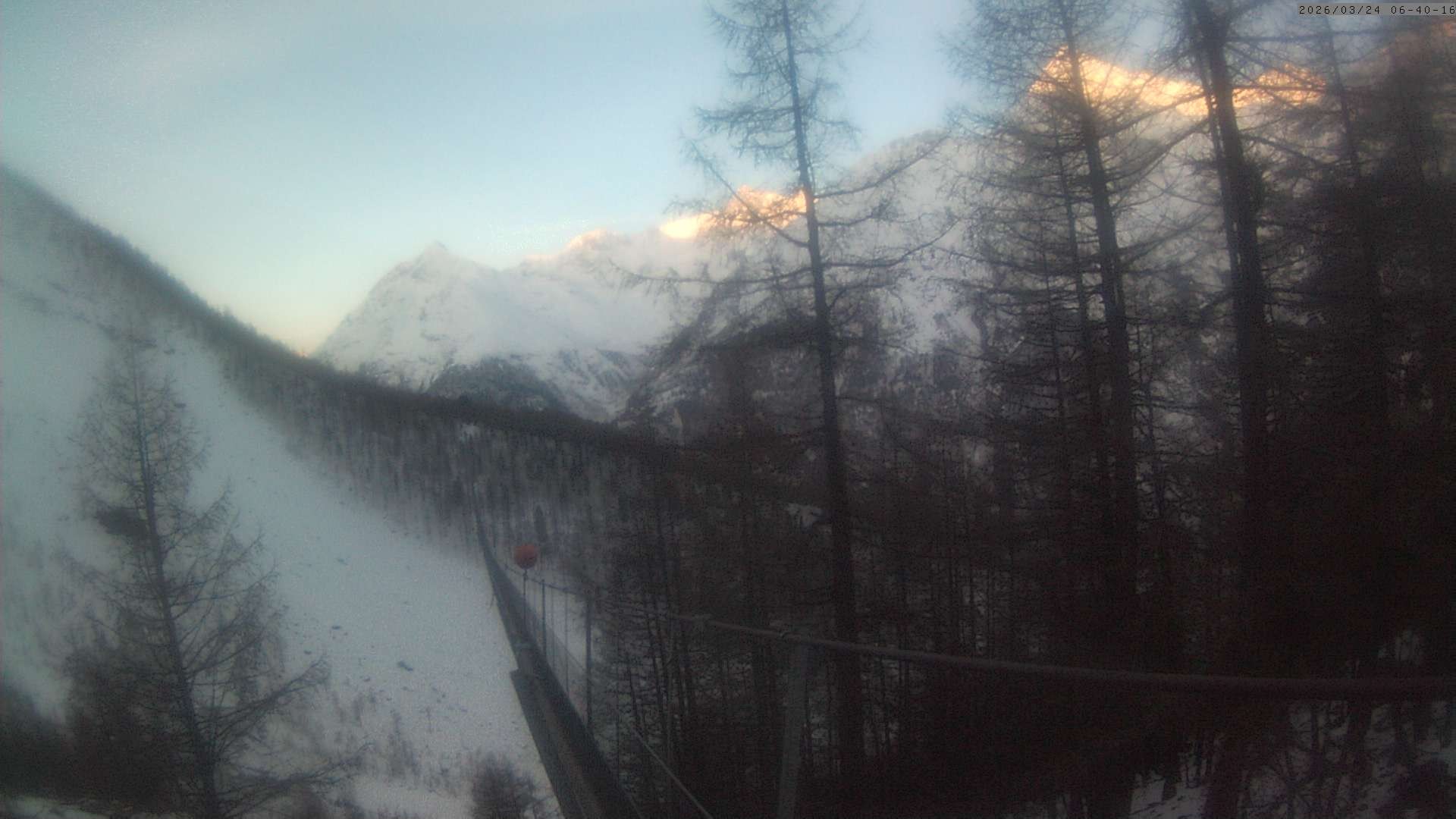 Archived image Webcam Grächen - View Suspension Bridge Charles Kuonen