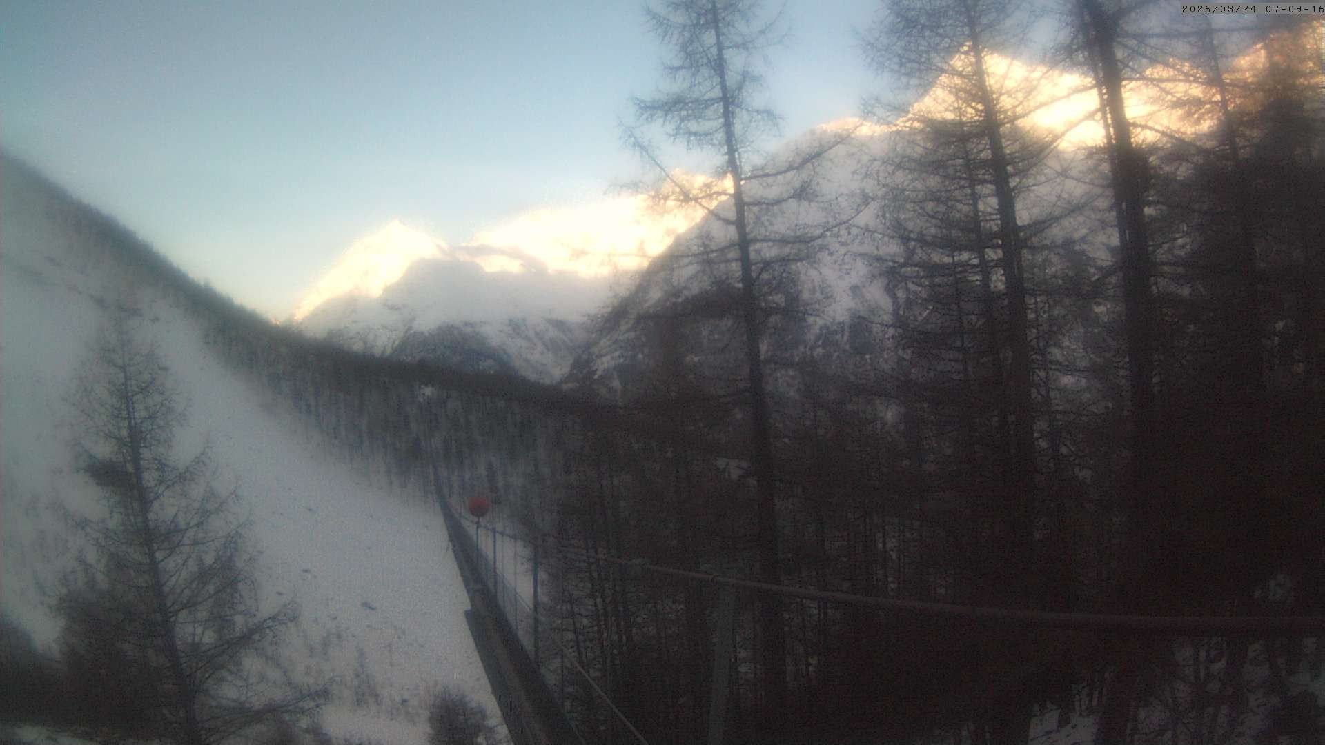 Archived image Webcam Grächen - View Suspension Bridge Charles Kuonen