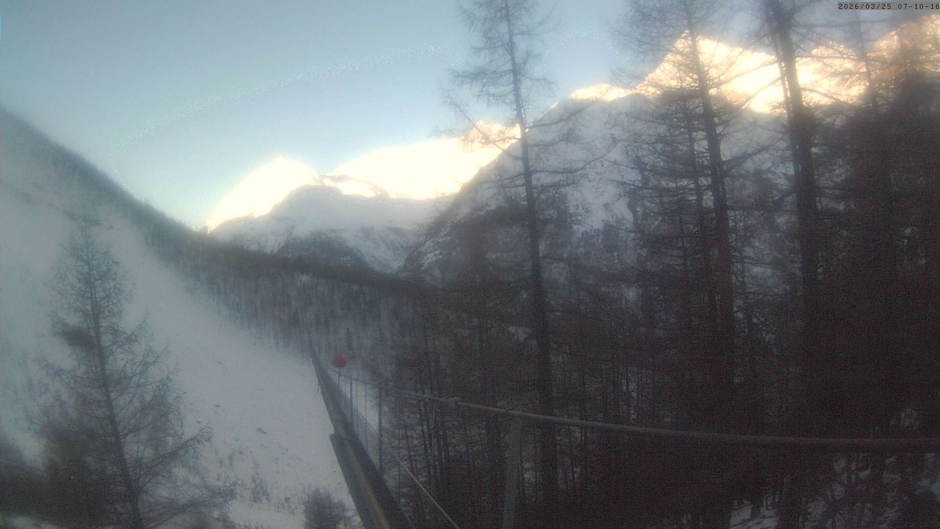 Archiv Foto Webcam Grächen: Charles Kuonen Hängebrücke