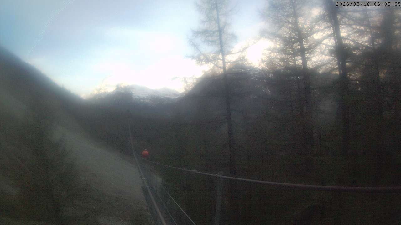 Archiv Foto Webcam Grächen: Charles Kuonen Hängebrücke