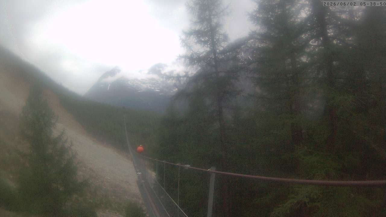 Archiv Foto Webcam Grächen: Charles Kuonen Hängebrücke