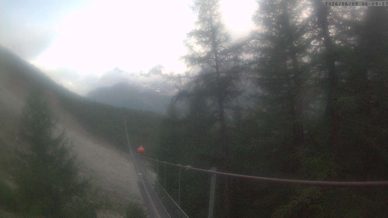 Archiv Foto Webcam Grächen: Charles Kuonen Hängebrücke