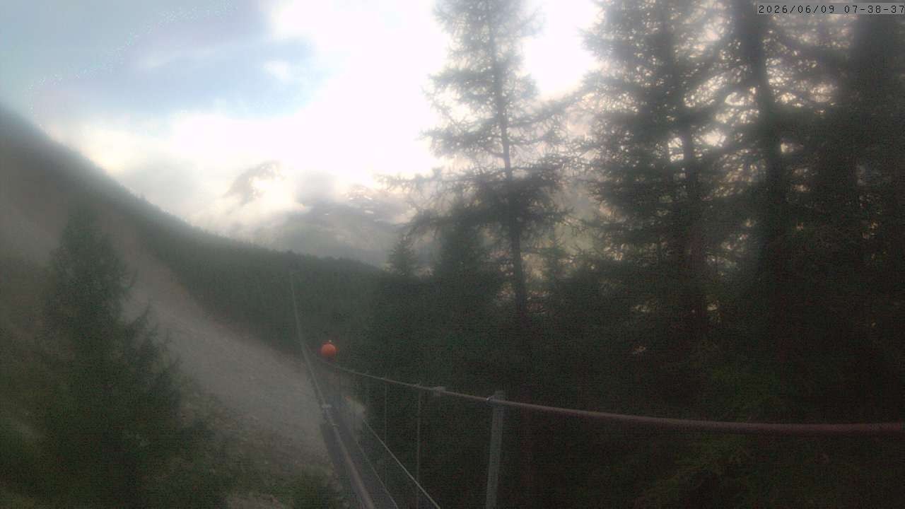Archiv Foto Webcam Grächen: Charles Kuonen Hängebrücke