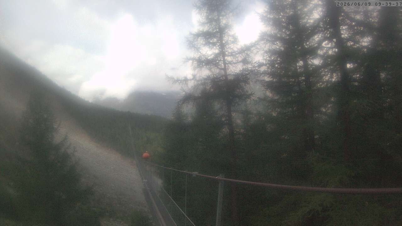 Archiv Foto Webcam Grächen: Charles Kuonen Hängebrücke