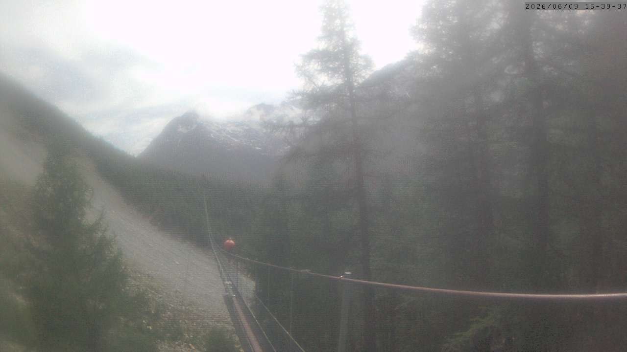 Archiv Foto Webcam Grächen: Charles Kuonen Hängebrücke