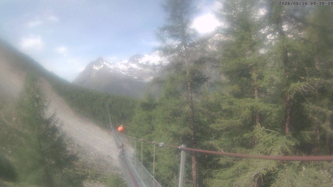 Archiv Foto Webcam Grächen: Charles Kuonen Hängebrücke