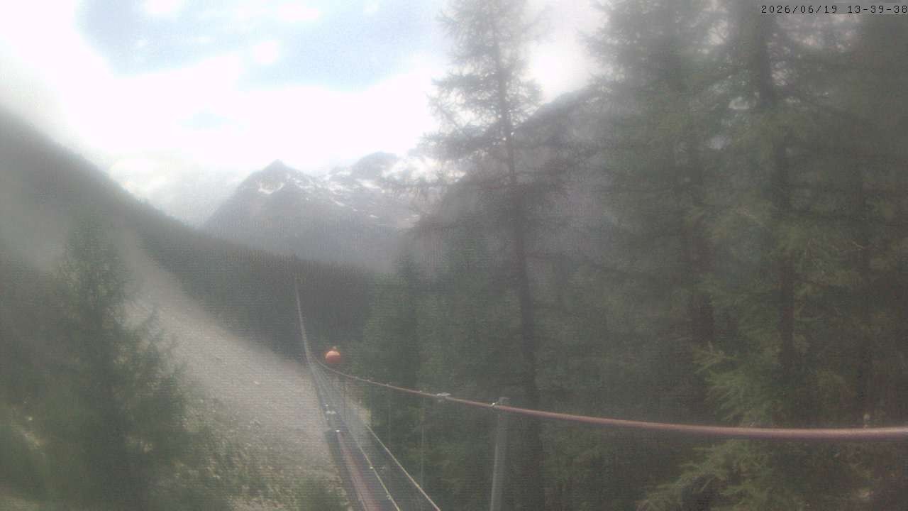 Archiv Foto Webcam Grächen: Charles Kuonen Hängebrücke