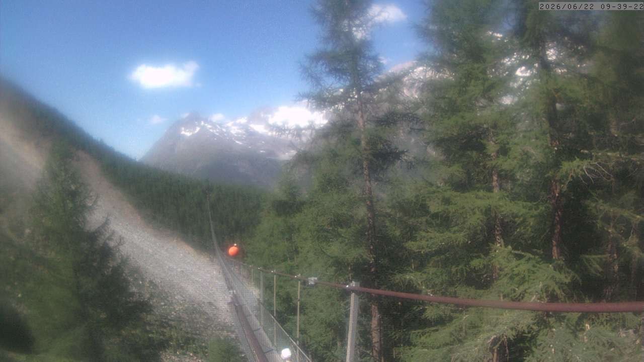 Archiv Foto Webcam Grächen: Charles Kuonen Hängebrücke