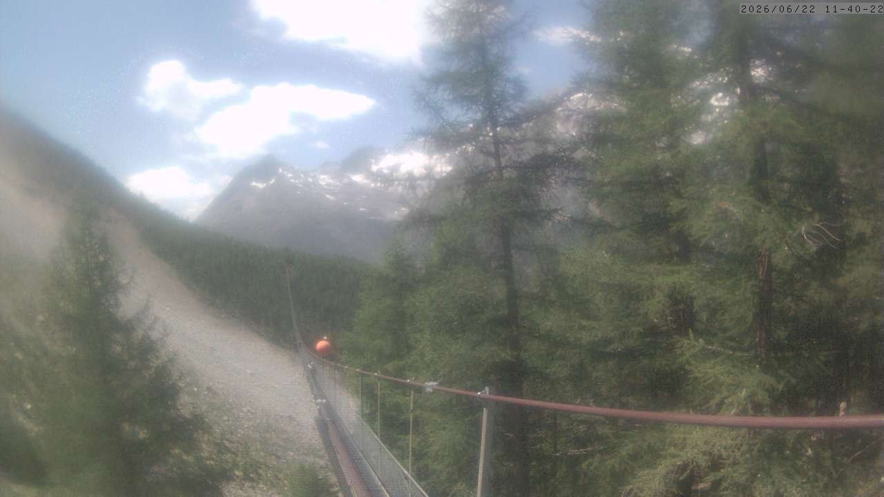 Archiv Foto Webcam Grächen: Charles Kuonen Hängebrücke