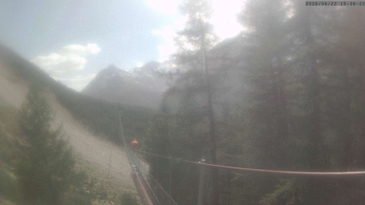 Archiv Foto Webcam Grächen: Charles Kuonen Hängebrücke
