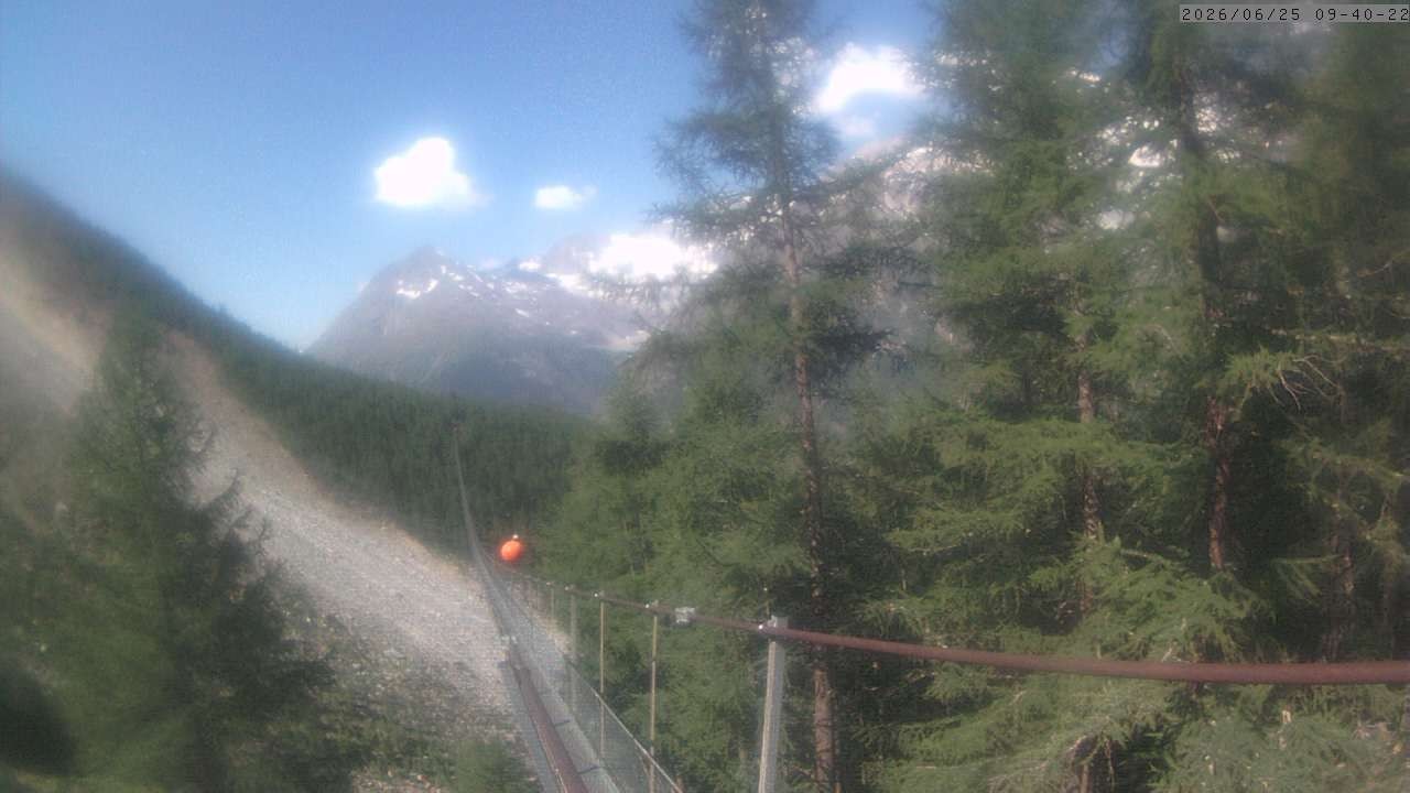 Archiv Foto Webcam Grächen: Charles Kuonen Hängebrücke