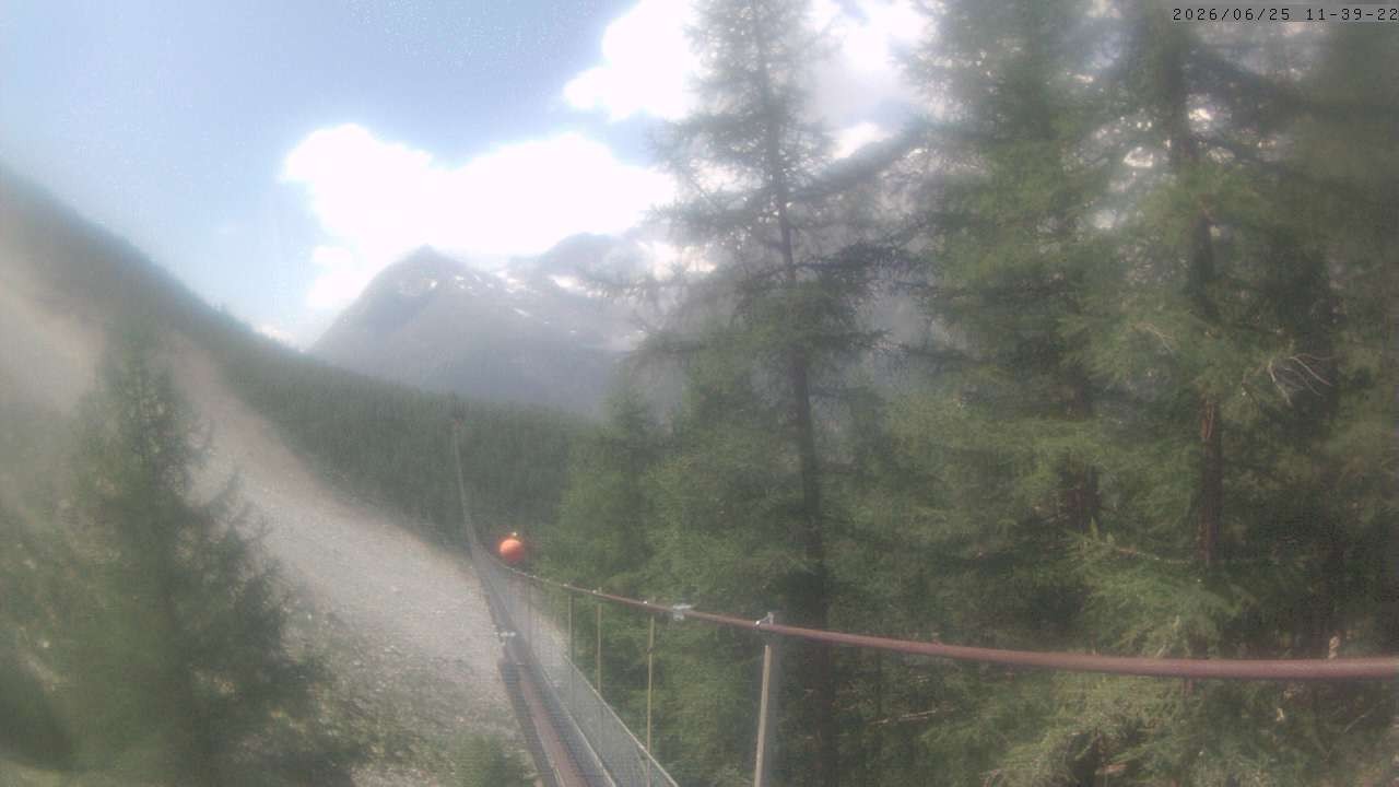 Archiv Foto Webcam Grächen: Charles Kuonen Hängebrücke