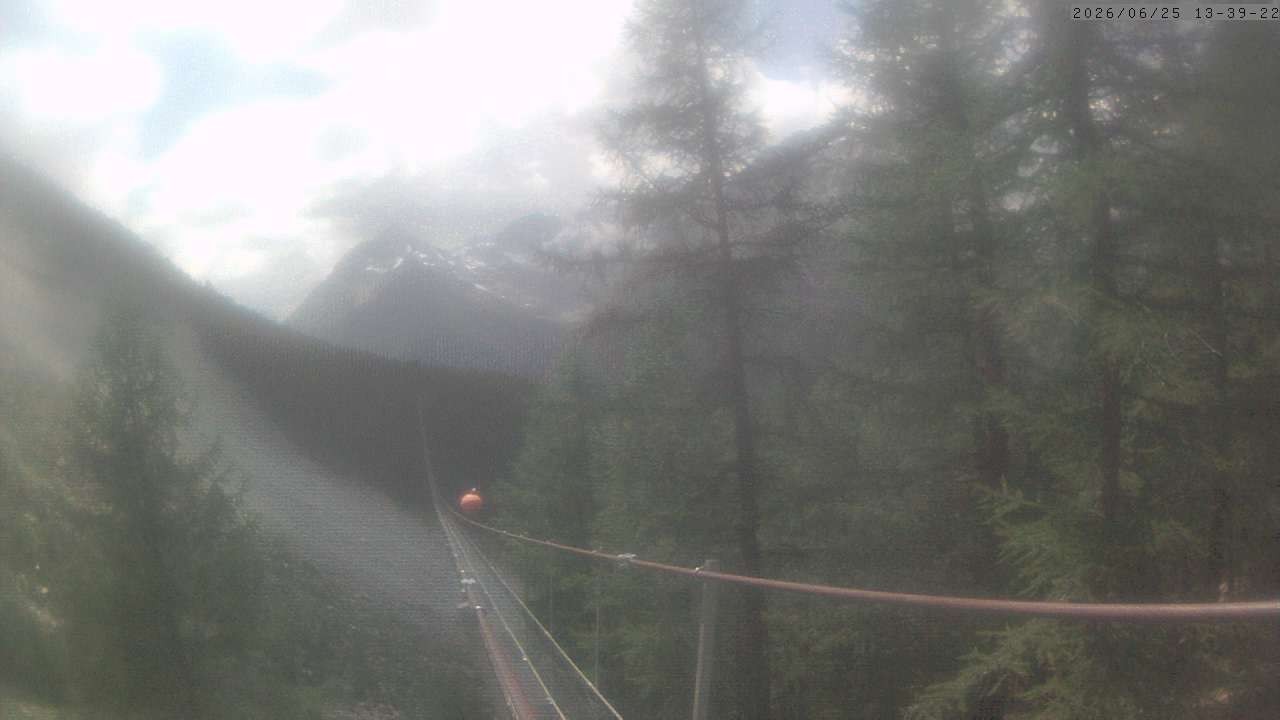 Archiv Foto Webcam Grächen: Charles Kuonen Hängebrücke