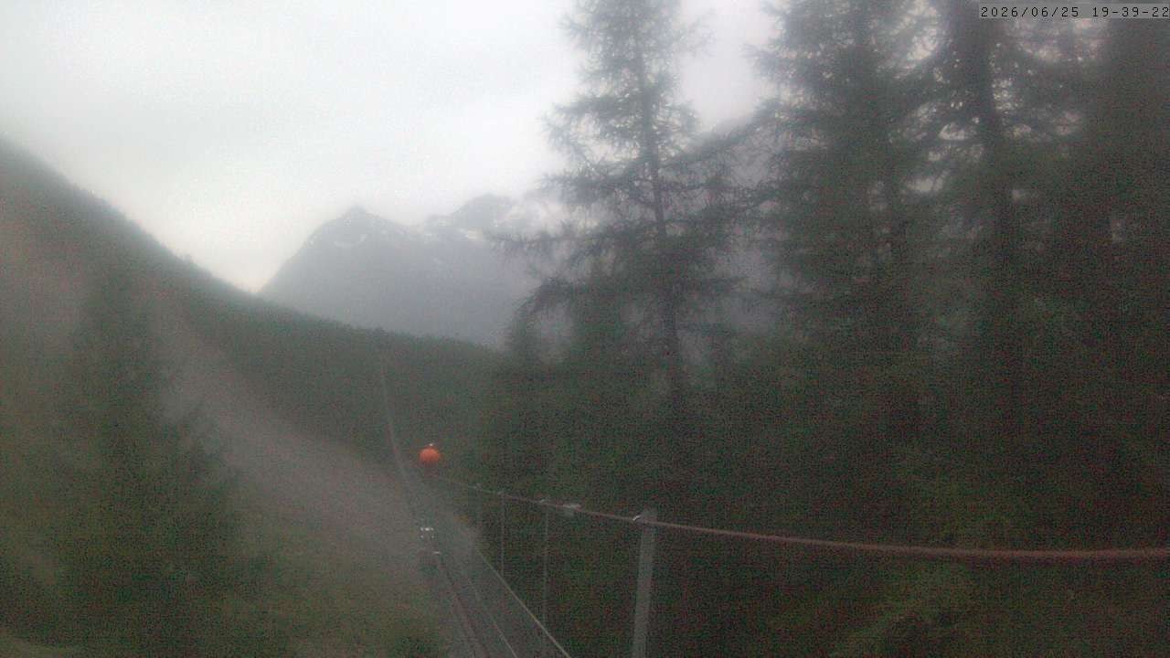 Archiv Foto Webcam Grächen: Charles Kuonen Hängebrücke