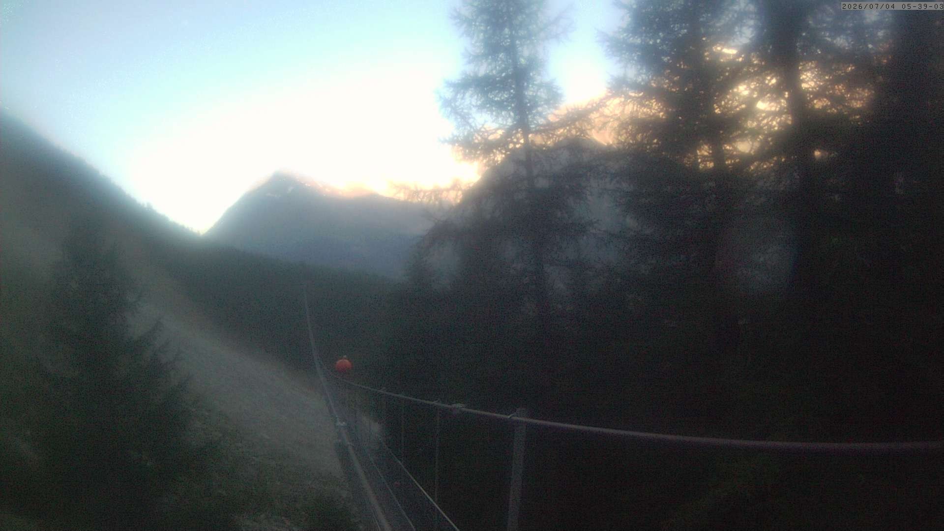 Archived image Webcam Grächen - View Suspension Bridge Charles Kuonen