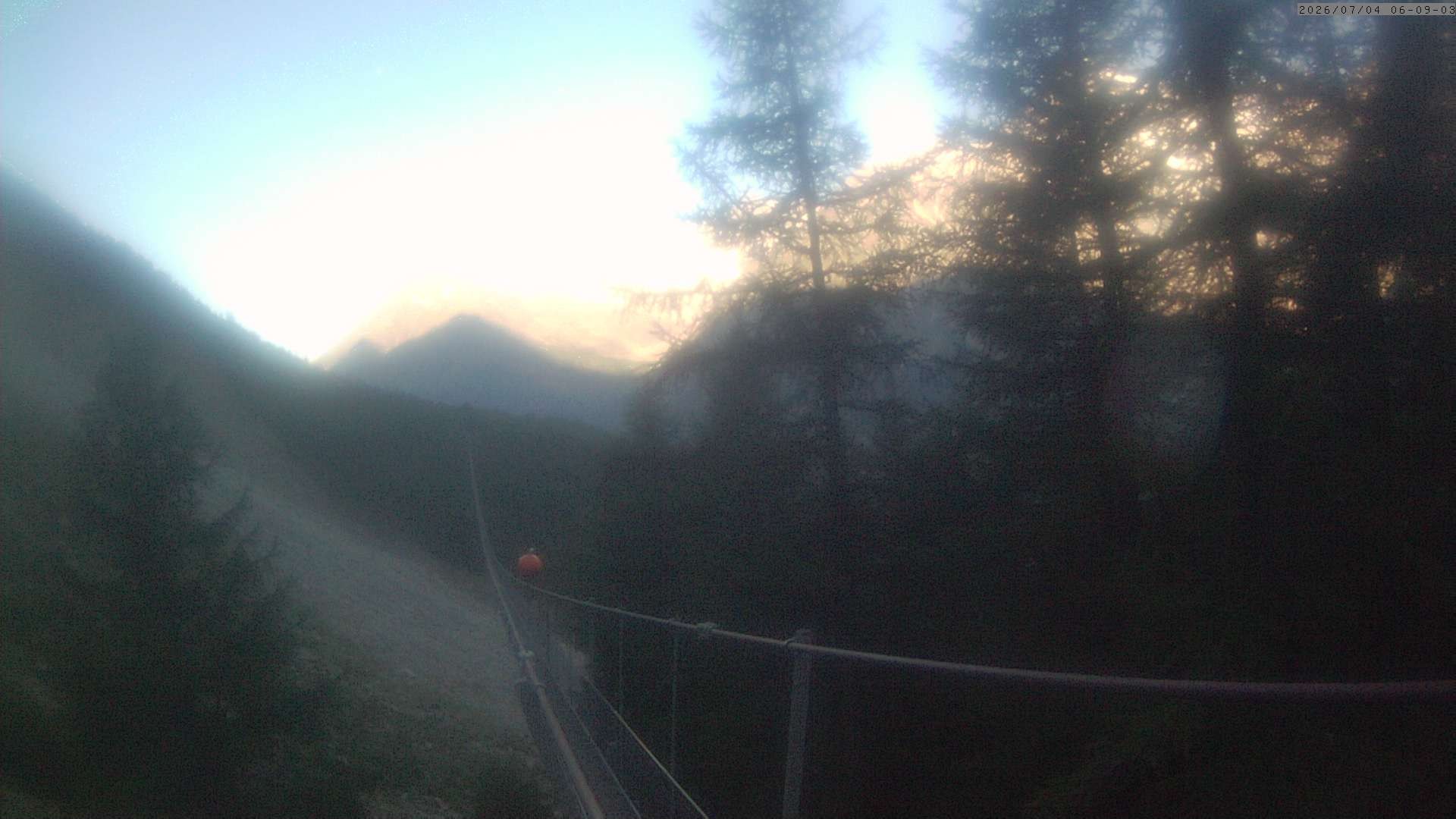 Archived image Webcam Grächen - View Suspension Bridge Charles Kuonen