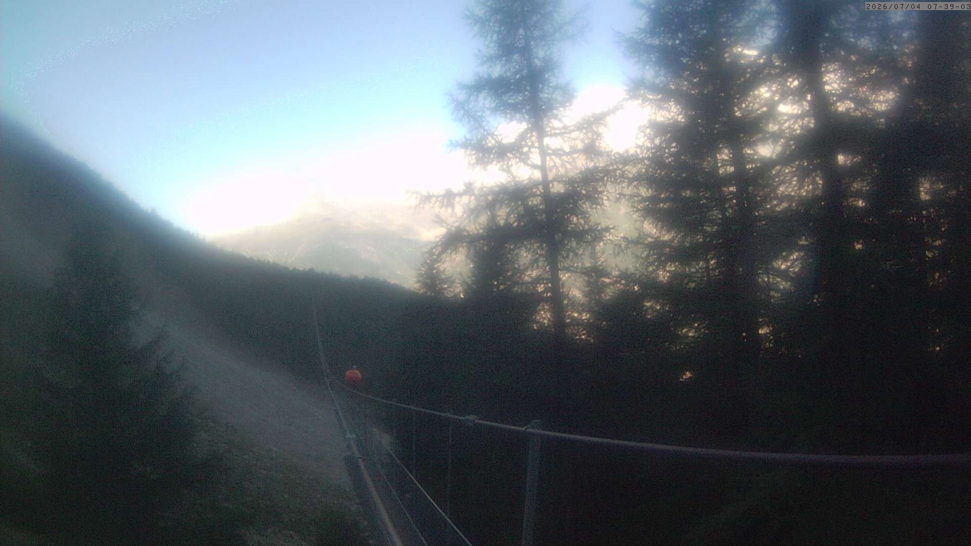 Archived image Webcam Grächen - View Suspension Bridge Charles Kuonen