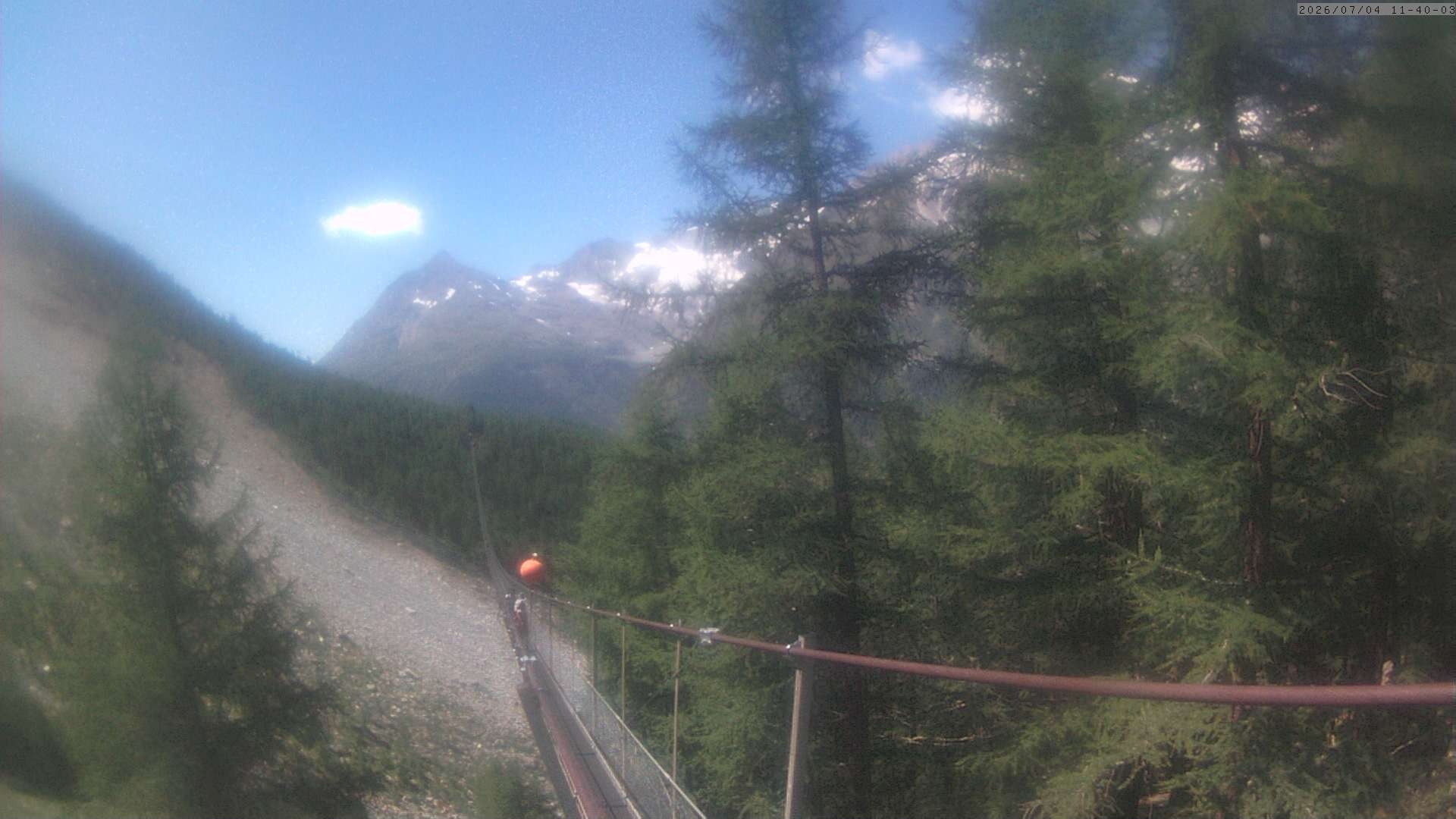 Archived image Webcam Grächen - View Suspension Bridge Charles Kuonen