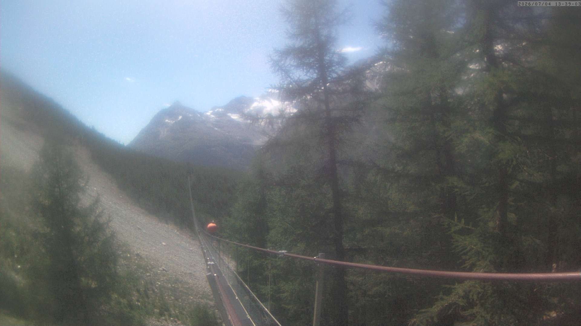 Archived image Webcam Grächen - View Suspension Bridge Charles Kuonen