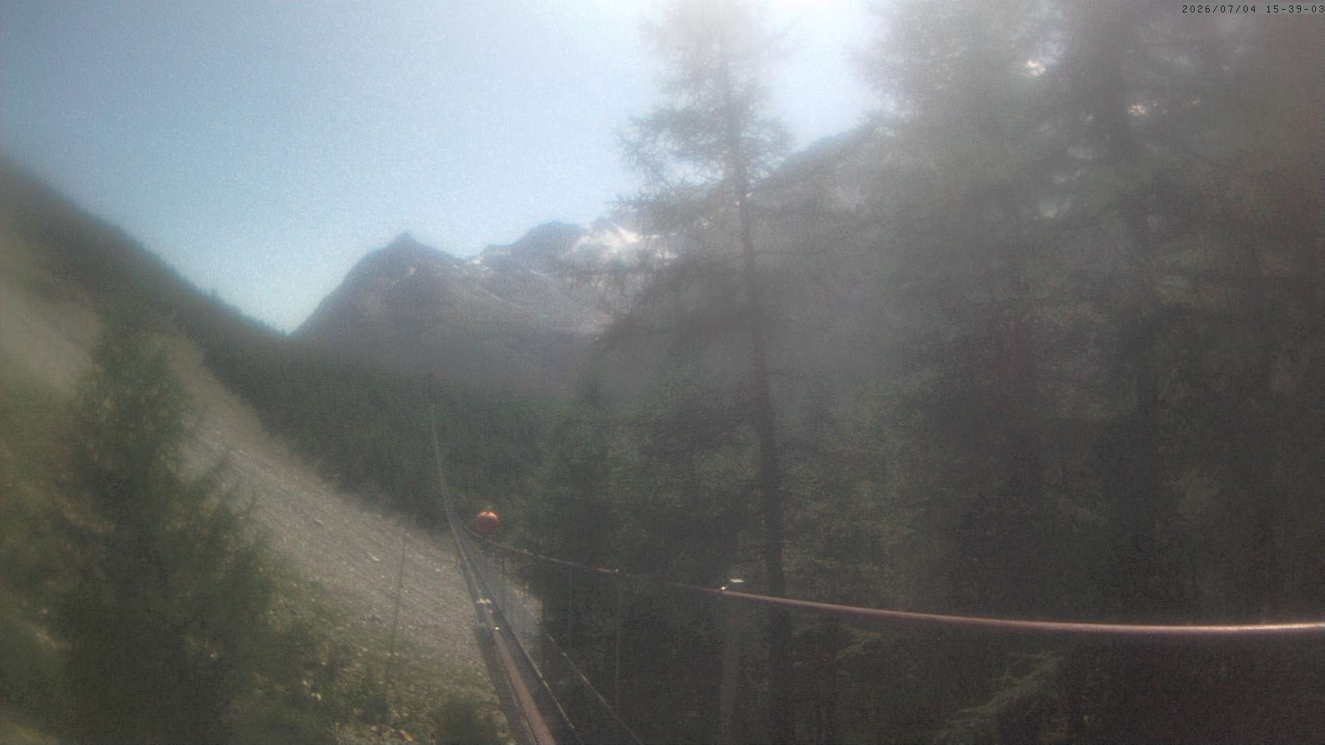 Archived image Webcam Grächen - View Suspension Bridge Charles Kuonen