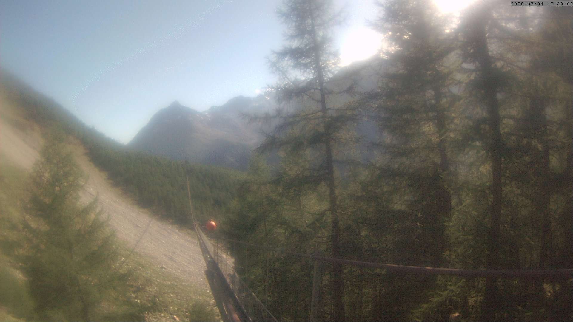 Archived image Webcam Grächen - View Suspension Bridge Charles Kuonen