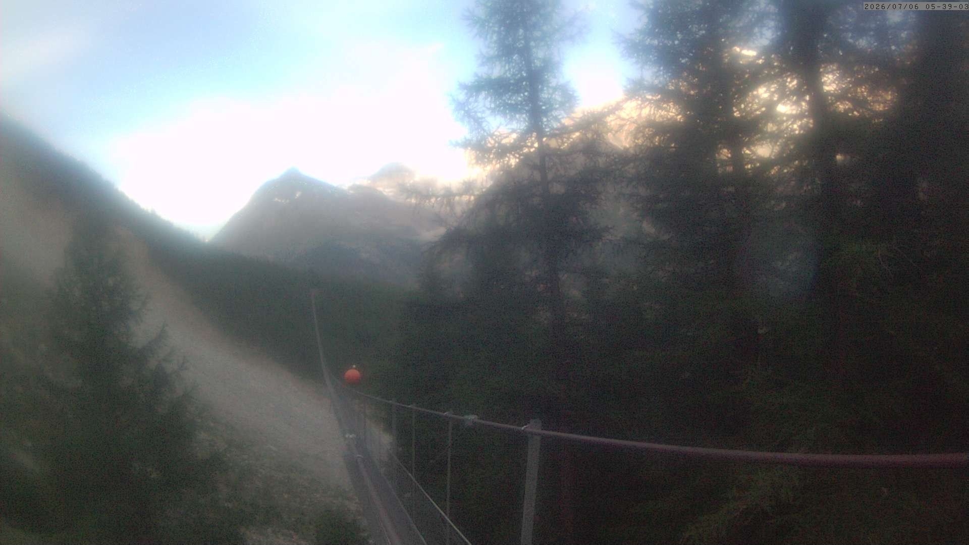 Archived image Webcam Grächen - View Suspension Bridge Charles Kuonen