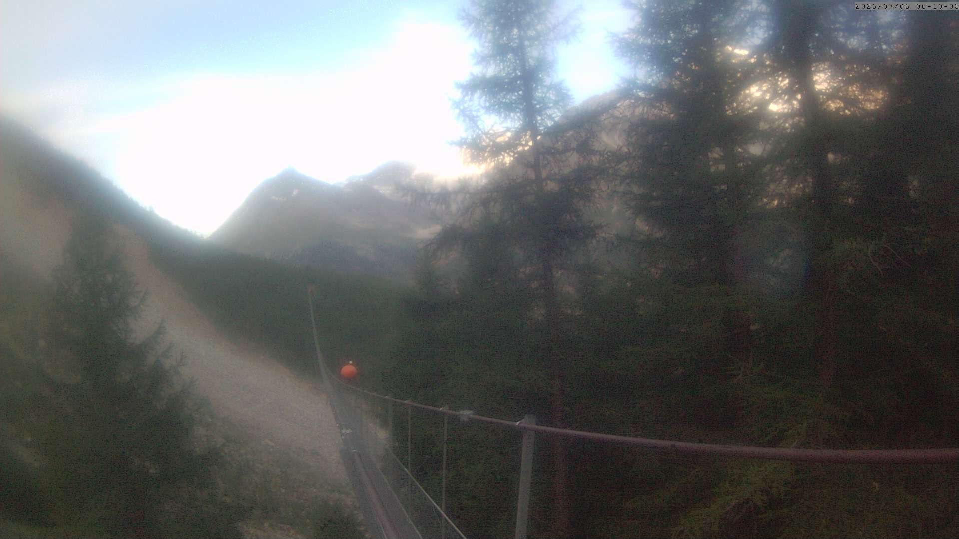 Archived image Webcam Grächen - View Suspension Bridge Charles Kuonen