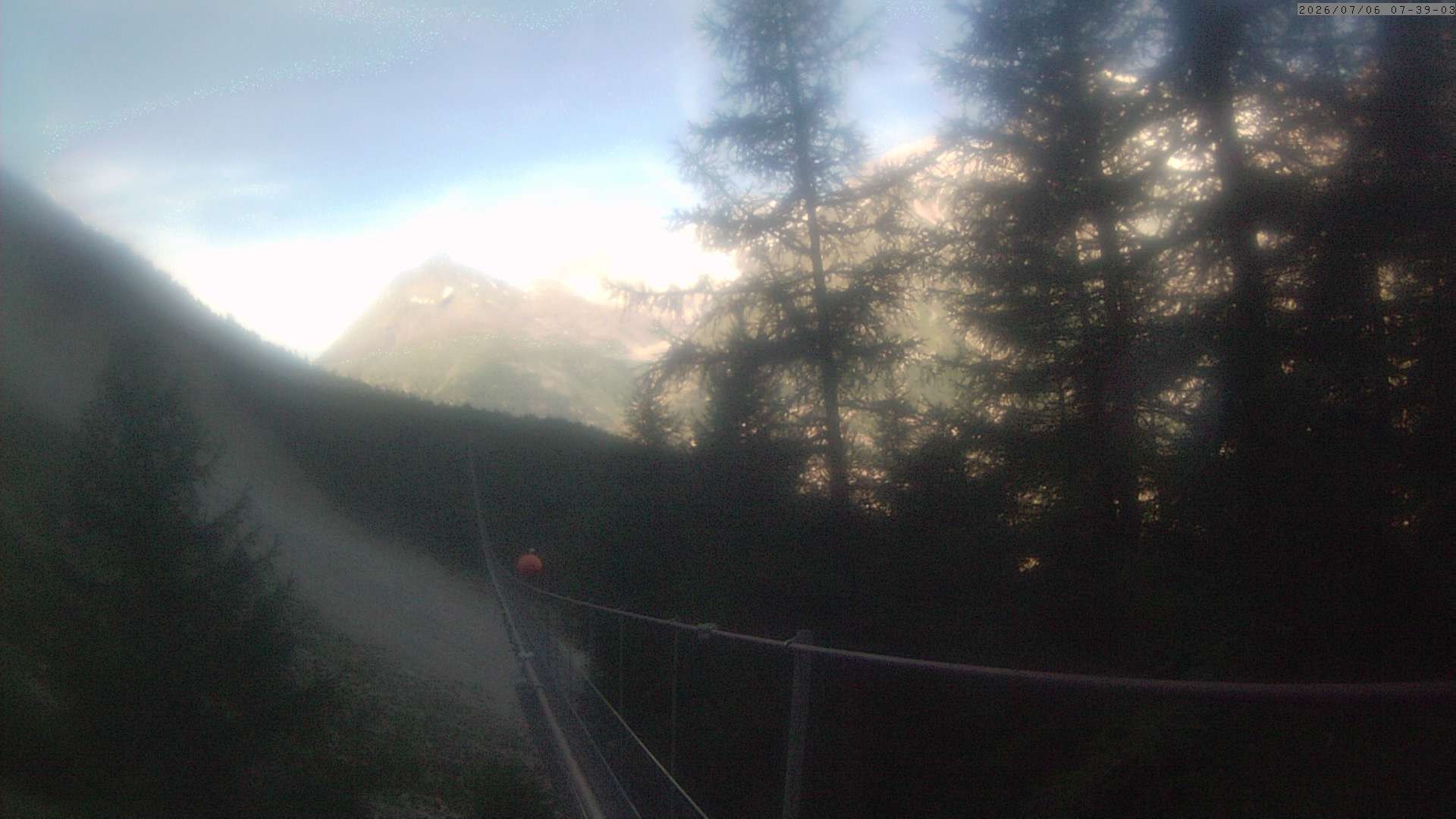 Archived image Webcam Grächen - View Suspension Bridge Charles Kuonen