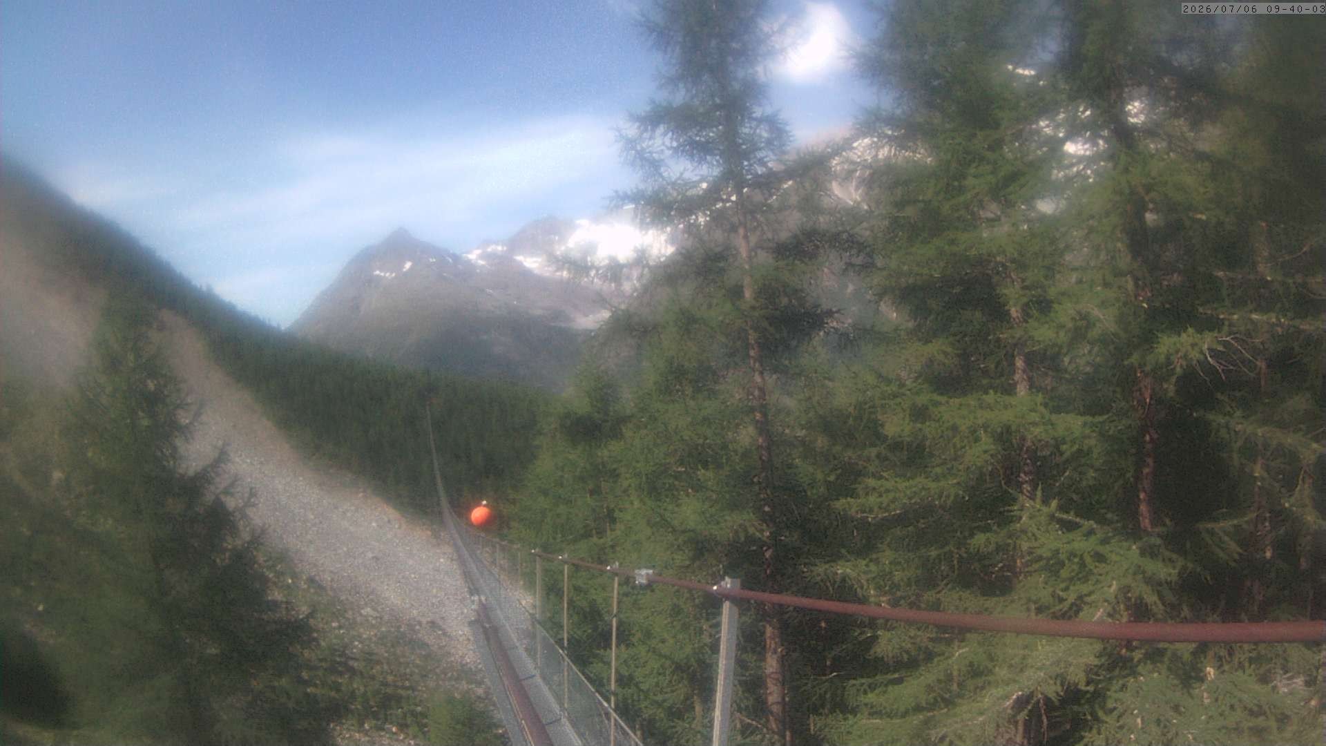 Archived image Webcam Grächen - View Suspension Bridge Charles Kuonen